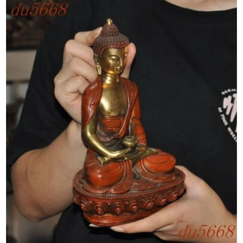 8-инчов Храм на тибетския будизъм, бронзова позлатена статуя на Шакья Мани