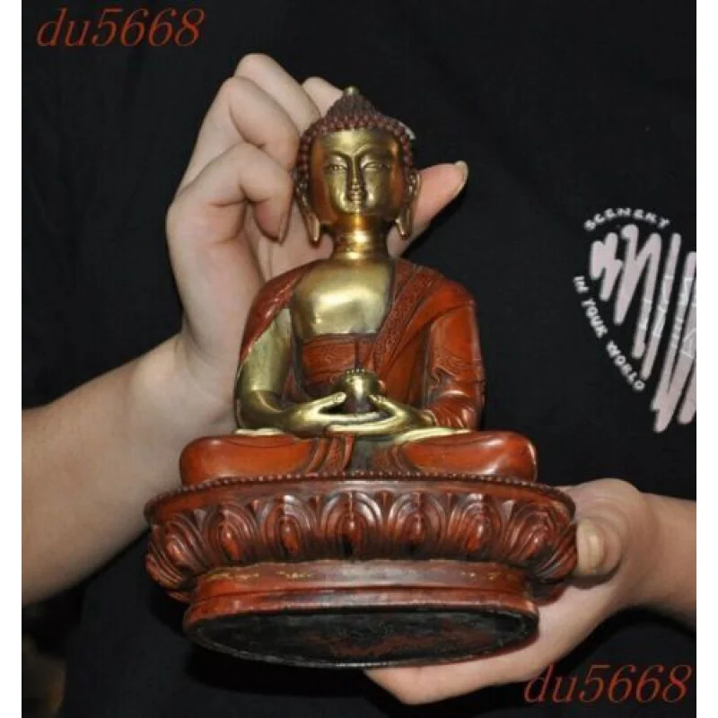 8-инчов Храм на тибетския будизъм, бронзова позлатена статуя на Шакья Мани