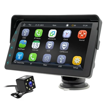 7-инчов автомобилното радио, съвместимо с Bluetooth, безжична Carplay Android, автоматично FM-радио, камера за задно виждане-Вграден говорител, сензорен екран, WiFi