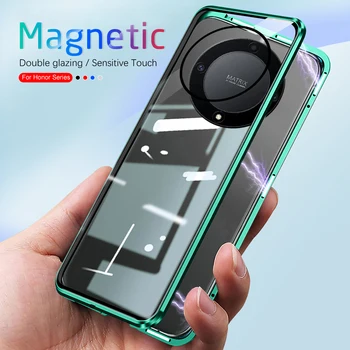Magic5Lite Калъф За Честта Magic5 Lite 5G 360 ° Магнитен Двупосочен Стъклен Панти Калъф За телефон Honer Magic 5 Lite С метална Рамка Седалка