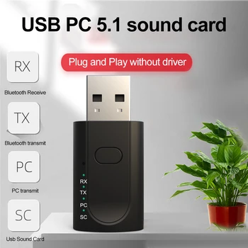 Авто USB, Безжична Bluetooth 5.1 Aux вход 3.5 мм Аудиоадаптер Приемник на PC-Предавател, свързан към външна звукова карта, разговор без Ръце
