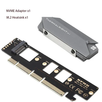 Адаптер, PCIe за NVMe с алуминиеви SSD-радиатор Cooler, 64 Gbit/s M. 2 Ssd Gen4 PCIe 4.0 X4 X8 X16 разширяване Карта