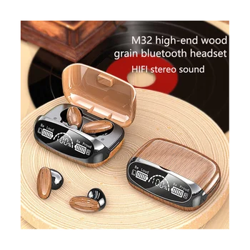 Безжични Bluetooth слушалки M35 Wood Grain TWS, сензорни ушите, спортни слушалки Bluetooth 5.2