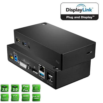 Докинг станция на ThinkPad USB 3.0 Pro Displaylink Hub USB-C зарядно устройство USB 3.0 с два монитора Type C USB 3.0 към DP, HDMI и DVI, VGA, Mac M1 M2 Win 11