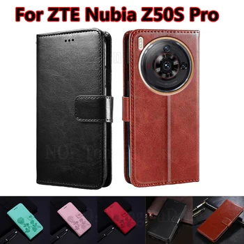 Калъф-за награда с Поставка-Чантата Калъфи За телефони ZTE Nubia Z50S Pro, Кожен Калъф, флип-надолу покритие За Седалките Nubia Z50S Pro NX713J 6,78 
