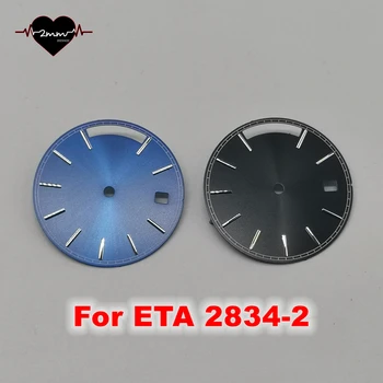 Празен циферблат часа 28,5 мм, часовници Sunburst, черен, син, за ЕТА 2834, механизъм ЕТА 2834-2