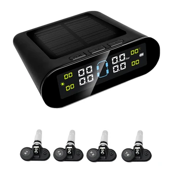 Слънчева и USB Зареждане на ГУМИТЕ, Система за контрол на Налягането в автомобилните гумите TPMS Автоматична сот с 4 Сензори